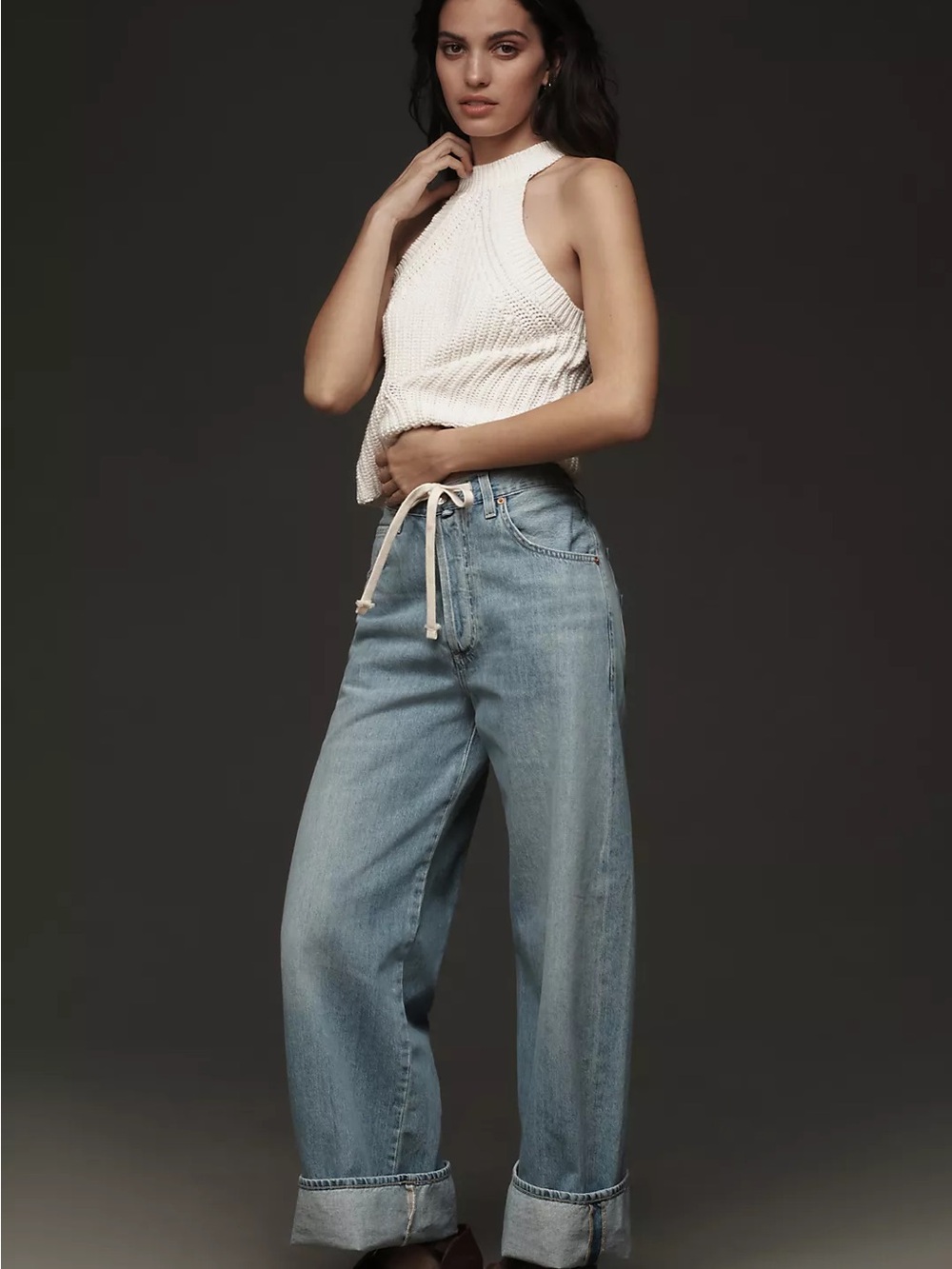 Citizens of Humanity Brynn Drawstring High-Rise Wide-Leg Jeans - Picture 2 of 6